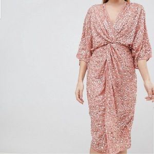 ASOS Pink Sequin Kimono Dress